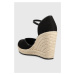 Espadrilky Calvin Klein Jeans WEDGE SANDAL CLOSE TOE ESS dámské, černá barva, na klínku, YW0YW01