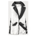 Elegantní černo-bílá vesta z ekokůže a kožešiny (BR9592-2601)