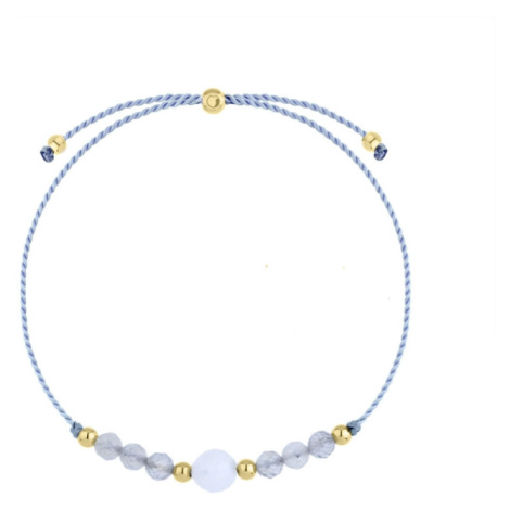 Manoki Náramek se šňůrkou znamení Ryby - akvamarín, měsíční kámen BA1201AM 24 cm