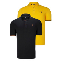 DOUBLE SET T8586 DEWBERRY MEN'S T-SHIRT-BLACK-YELLOW