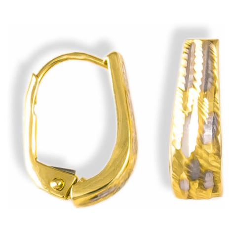 GEMMAX Jewelry Zlaté dvoubarevné náušnice s diamantovým brusem GLECN-04441  | Modio.cz