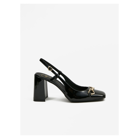 Černé dámské kožené sandály na podpatku Love Moschino