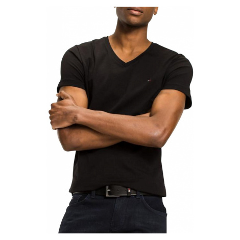 Tommy Hilfiger pánské černé tričko s výstihem do V