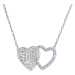 Evolution Group Stříbrný náhrdelník dvojité srdce se Swarovski krystaly 32079.3 violet
