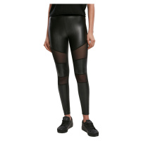 kalhoty dámské URBAN CLASSICS - Tech Mesh Faux Leather Leggings - black