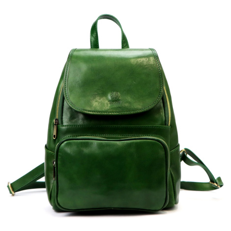 Dámský kožený batoh Florence 2007 zelený FLORENCE BAGS