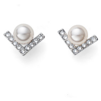 Oliver Weber Elegantní náušnice pecky s perlou a krystaly Swarovski Point Pearl 22917