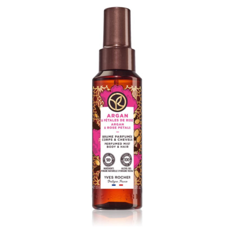 Yves Rocher Bain de Nature parfémovaný sprej na tělo a vlasy pro ženy Argan & Rose Petals 100 ml