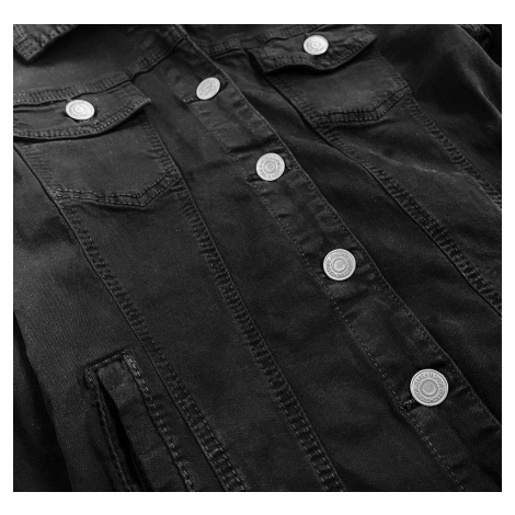 Vypasovaná černá dámská džínová bunda (F2331)