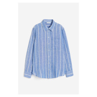 H & M - Lněná košile - modrá