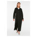 Trendyol Black Hooded Long Knitted Cap & Abaya with Snap and Pocket Detailed