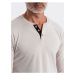 Světle šedé pánské tričko s knoflíky Ombre Clothing HENLEY