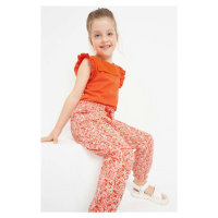 Dětské bavlněné kalhoty Mayoral oranžová barva, vzorované