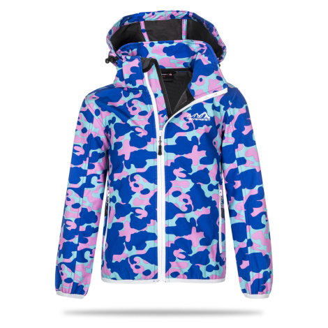 Dívčí softshellová bunda - NEVEREST I-6295C, strakatá/ bílý zip Barva: Mix barev