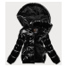 Lesklá černá dámská bunda se stahovacím lemem (LD7250BIG)
