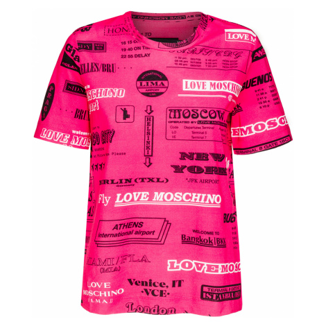 Tričko LOVE MOSCHINO vzorkování|růžová
