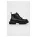 Kožené workery Karl Lagerfeld TREKKA MAX dámské, černá barva, na platformě, KL43540