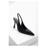 Marjin Women's Pointed Toe Thin Heel Classic Heel Shoes Vedin Black