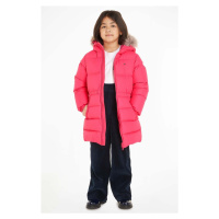 Dětská péřová bunda Tommy Hilfiger růžová barva
