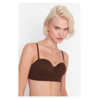 Trendyol Dark Brown Seamless/Seamless Covered Strapless Knitted Bra with Detachable Straps