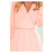 Světle růžové krátké šaty se skládanou sukní