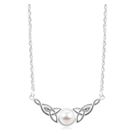 Stříbrný náhrdelník 925, bílá polokoule, keltské uzly po stranách Šperky eshop