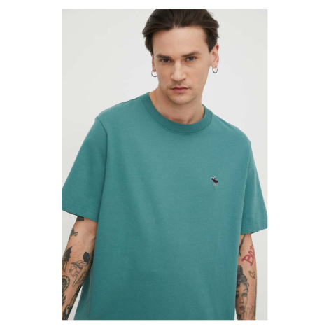 Bavlněné tričko Abercrombie & Fitch zelená barva