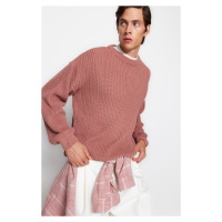 Trendyol Rose Unisex Oversize Fit Wide Mold Crew Neck Basic Knitwear Sweater