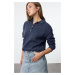 Trendyol Indigo Thessaloniki/Knitwear Look Regular Pattern Buttoned Knitted Sweatshirt