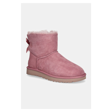 Semišové sněhule UGG Mini Bailey Bow II růžová barva, 1016501-DYR