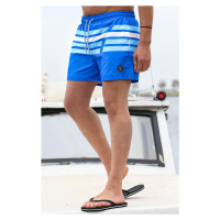 Madmext Men's Blue Striped Marine Shorts 6363