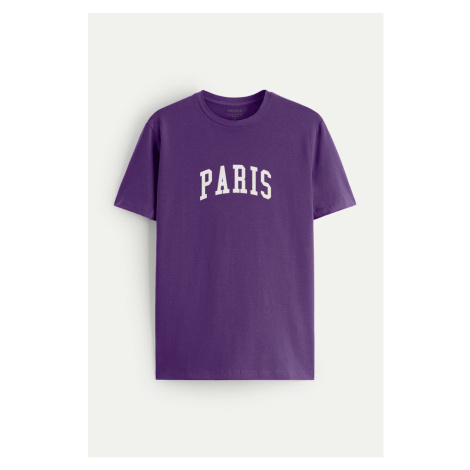 Tričko, Barva Fialová , s Potiskem Paris Letters Hedrix