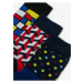 Sada tří párů vzorovaných ponožek v černé barvě SAM 73