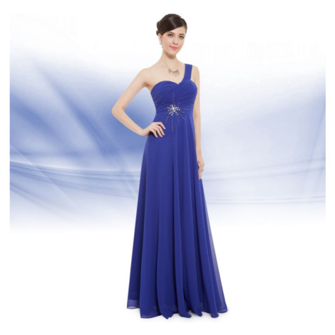 dlouhé modré společenské šaty na jedno rameno Elizé Ever-Pretty