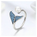 GRACE Silver Jewellery Stříbrný prsten s perlou a zirkony Ploutev, stříbro 925/1000 P-SCR286 Stř
