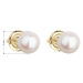 Zlaté 14 karátové náušnice pecky s bílou říční perlou 921004.1