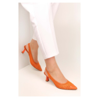 Dámské boty Shoeberry Rella oranžové síťované na jehlovém podpatku