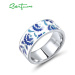 Stříbrný prsten modrý ornament FanTurra