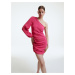 Reserved - Asymetrické šaty s vysokým podílem Tencel™ Modalu - Růžová