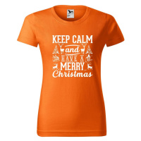 DOBRÝ TRIKO Dámské tričko s potiskem Keep calm christmas Barva: Oranžová