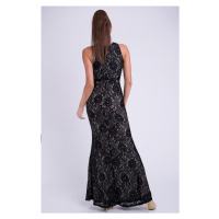 Dámské značkové dlouhé plesové společenské šaty EVA & LOLA černé - Černá / - EMAMODA