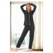 U5515 Dewberry Womens Long Sleeve Pyjama Set-BLACK