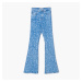 Cropp - Zvonové kalhoty s květinovým potiskem - Modrá