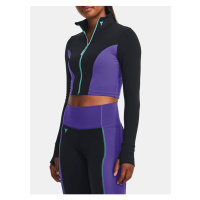 Černo-fialové sportovní crop top tričko Under Armour Pjt Rck LetsGo Crop FZ