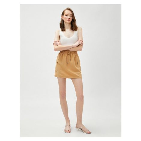 Koton Mini Skirt Modal Mixture With Pockets Tie Waist