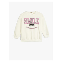 Koton Sweatshirt Raised Printed Long Sleeve Crew Neck Cotton