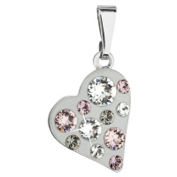 Evolution Group Přívěsek bižuterie se Swarovski krystaly šedé srdce 54027.3 vintage rose