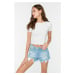 Trendyol Light Blue Ripped Mini Denim Shorts