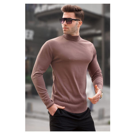 Madmext Biscuit Color Slim Fit Half Turtleneck Men's Knitwear Sweater 6343