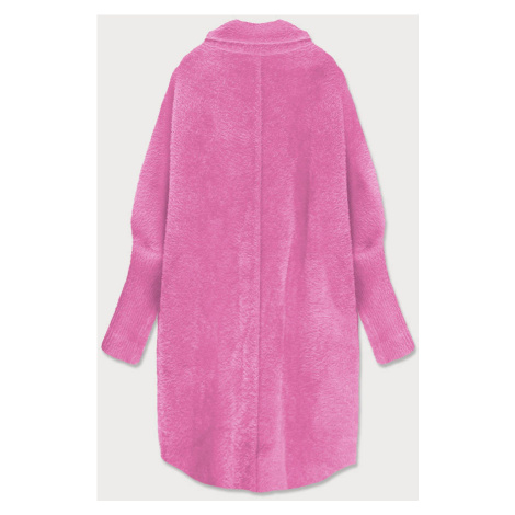 Dlouhý růžový vlněný přehoz přes oblečení typu alpaka (7102#) Made in Italy